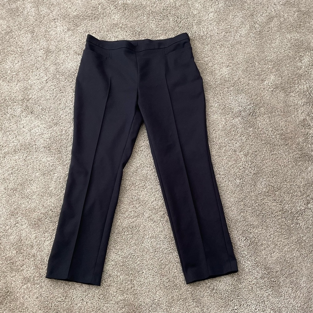 AKRIS Punto Franca High Rise Ankle Pants Navy Blue